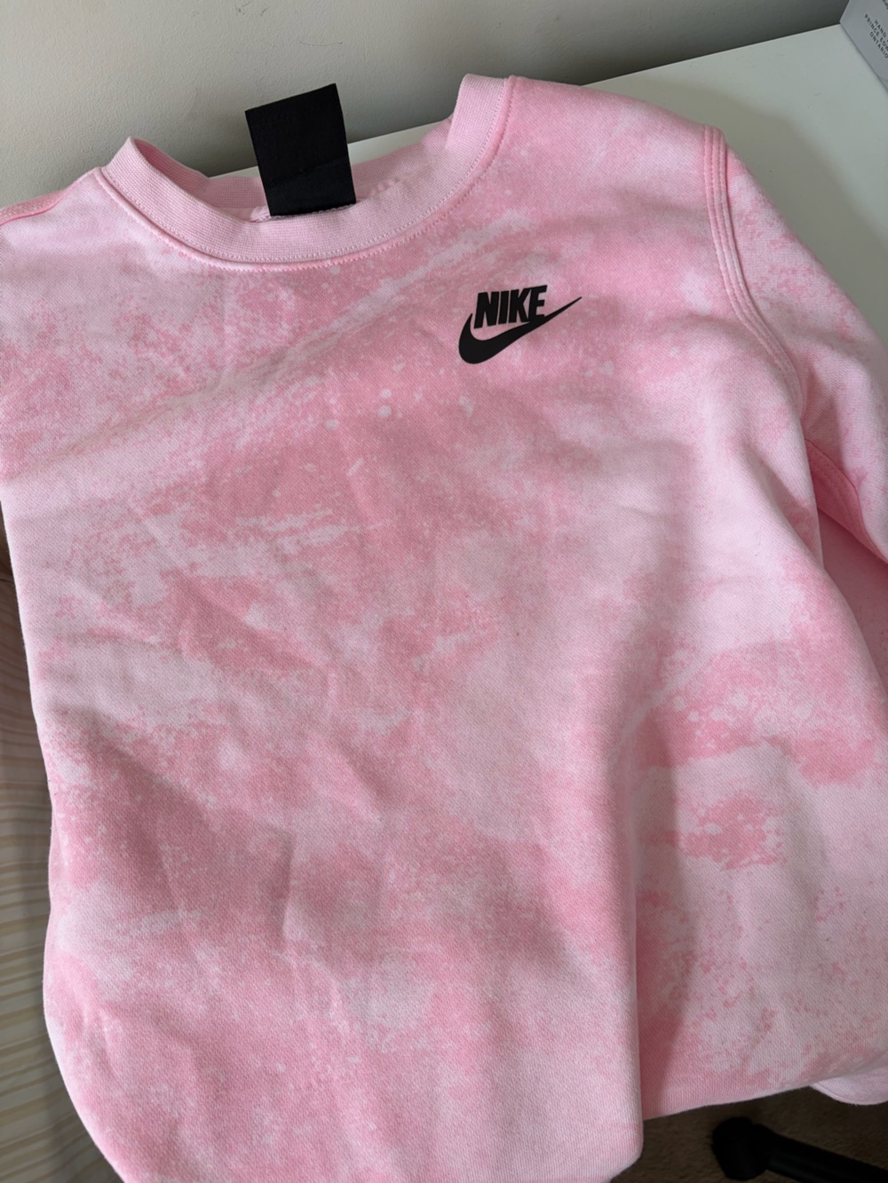 Nike Pink Tie-Dye Crew with Black Swoosh kids XL or women’s small